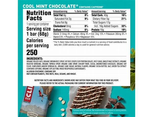 Caffeinated energy bars food facts