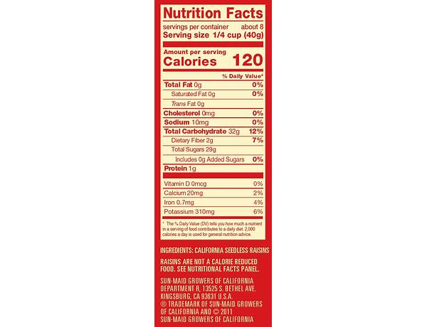 California raisins nutrition facts