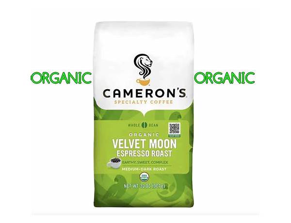 Camerons organic velvet moon whole bean coffee food facts