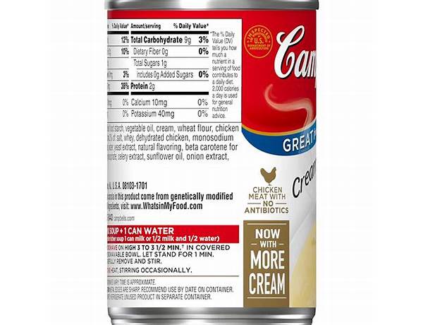 Campbell's condensed soup chicken nutrition facts