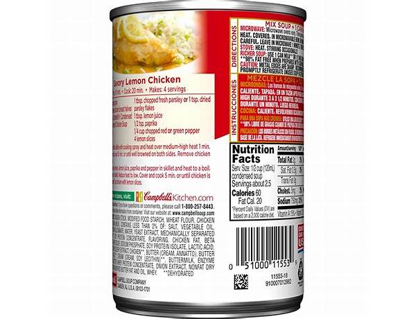 Campbell's soup cream chicken food facts