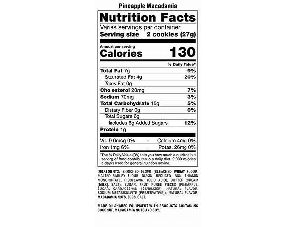 Cappuccino cookie nutrition facts