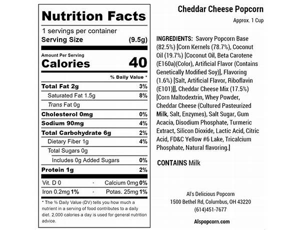 Caramel cheddar cheese popcorn nutrition facts