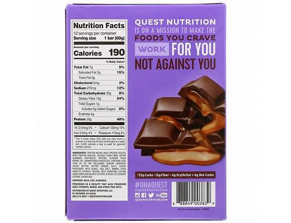 Caramel cocoa nutrition bar nutrition facts