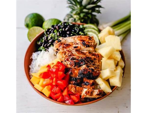 Caribbean inspired jerk chicken and rice bowl food facts