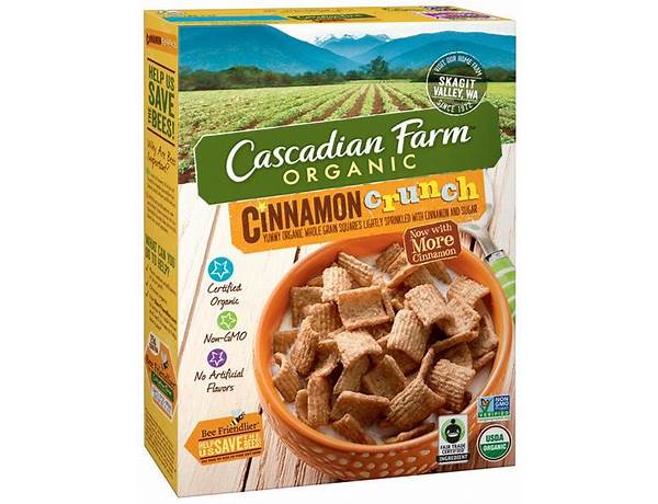 Cascadian farm organic cinnamon crunch cereal food facts