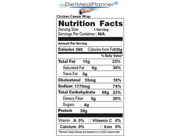 Ceasar chicken wrap nutrition facts