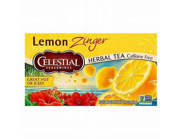 Celestial seasonings, caffeine free herbal tea, lemon zinger ingredients