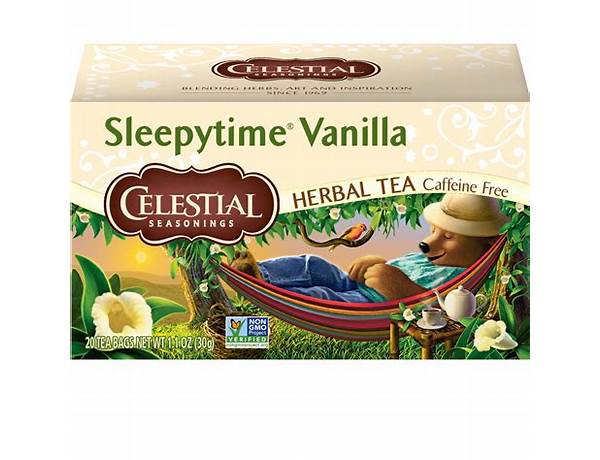 Celestial seasonings, caffeine free herbal tea, sleepytime vanilla ingredients