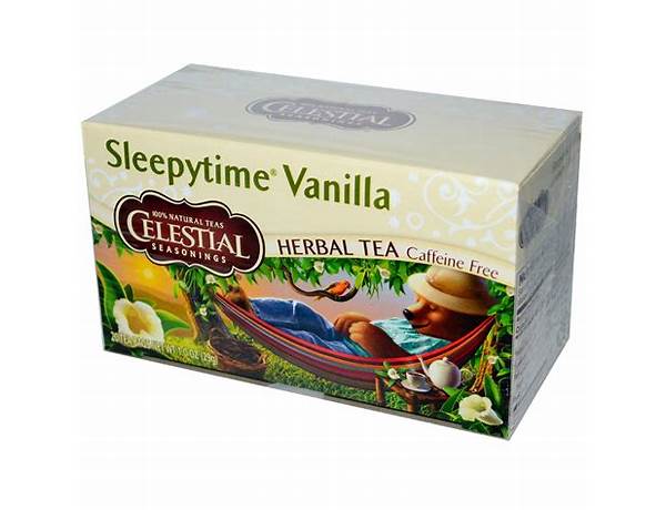 Celestial seasonings, caffeine free herbal tea, sleepytime vanilla ingredients