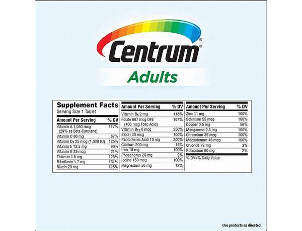 Centrum adults food facts