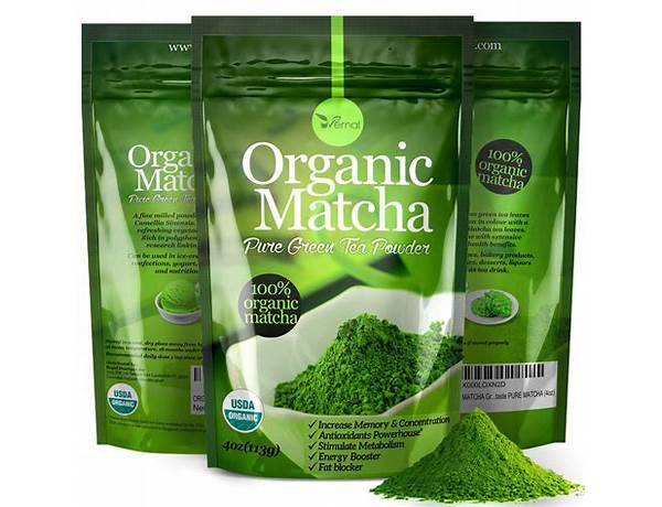 Certified organic matcha tea ingredients