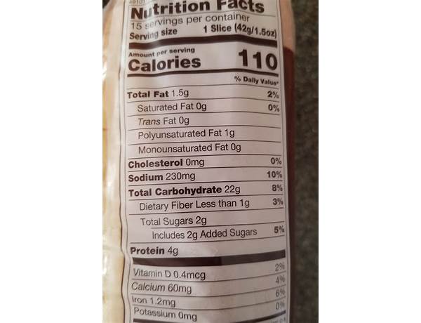 Cf wht bread nutrition facts