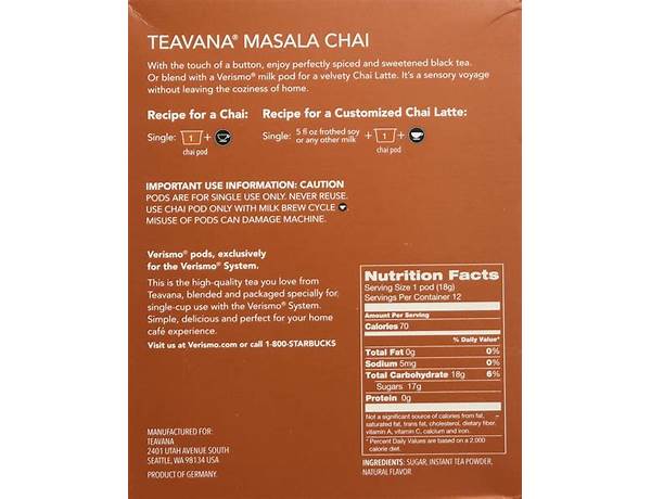 Chai tea nutrition facts