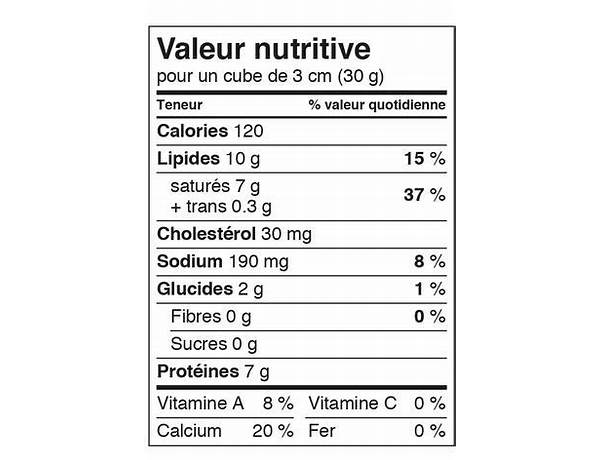Cheddar doux nutrition facts