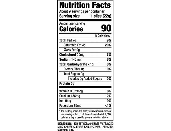 Chedder cheese sauce nutrition facts