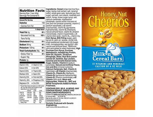 Cheerios cereal bar food facts