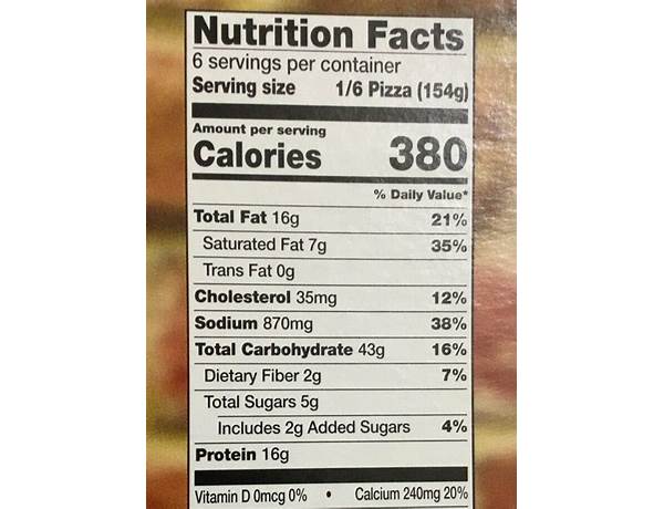 Cheese stuffed crust pizza nutrition facts