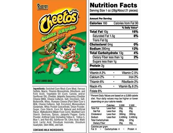 Cheetos cheddar jalapeño food facts