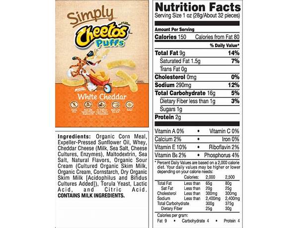 Cheetos puffs nutrition facts