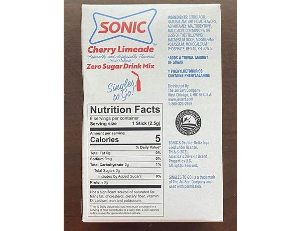 Cherry lime zero sugar food facts