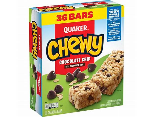 Chewy granola bars, chocolate chip food facts