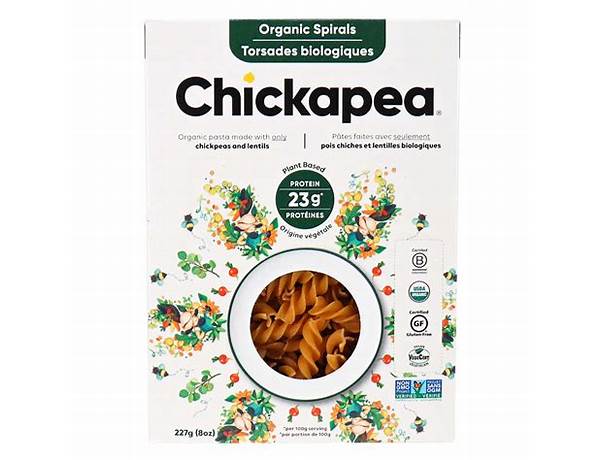 Chickapea: pasta organic spirals chickpeas & lentils pasta food facts