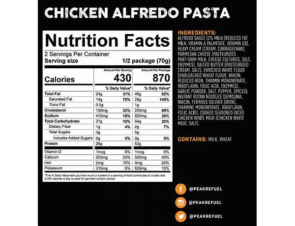 Chicken alfredo nutrition facts