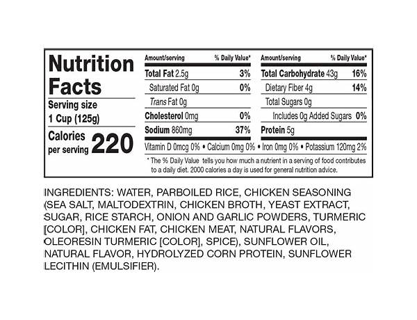 Chicken flavor nutrition facts