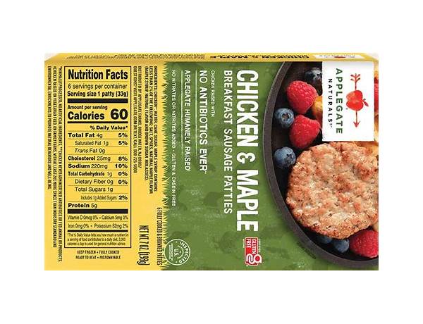 Chicken sausage patties food facts