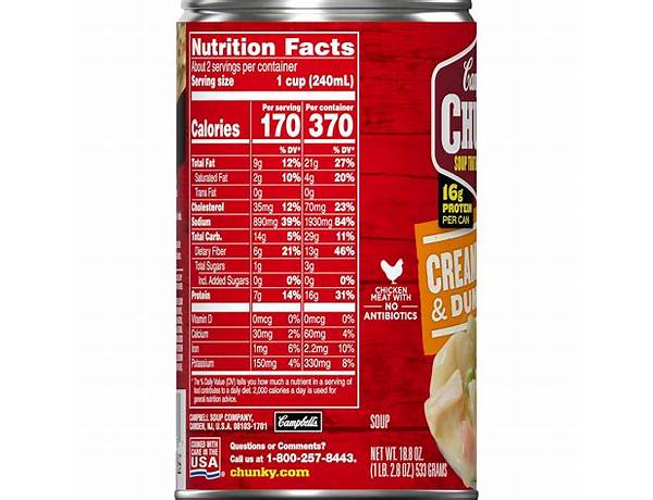 Chicken soup dumplings nutrition facts