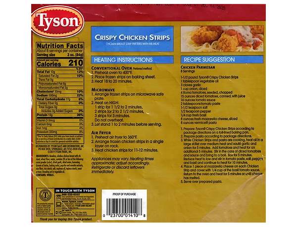 Chicken strips nutrition facts