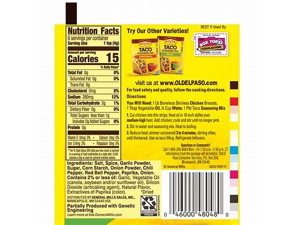 Chicken taco seasoning mix nutrition facts