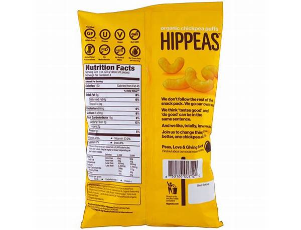 Chickpea puffs vegan white cheddar nutrition facts