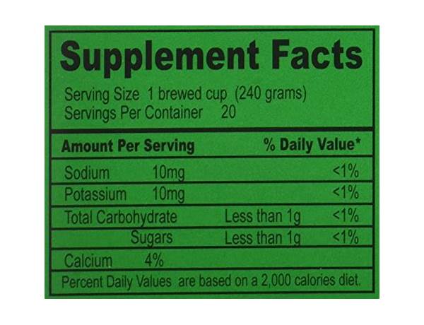 China slim tea nutrition facts