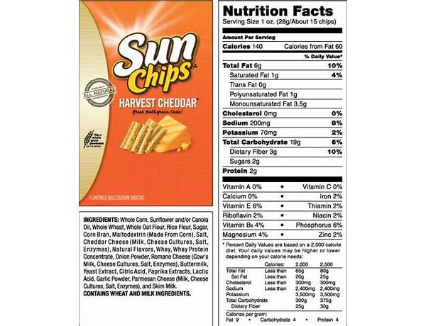 Chips harvest cheddar food facts