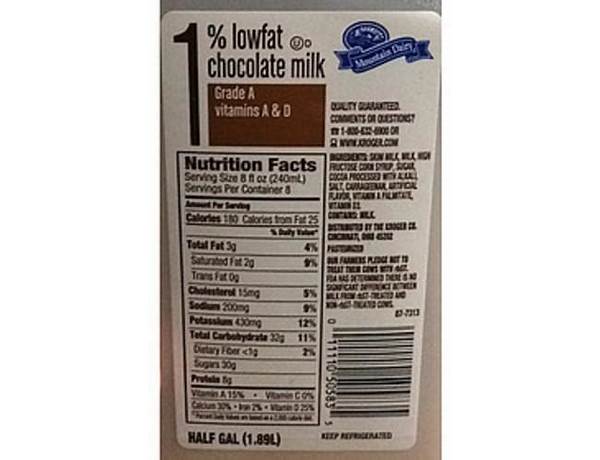 Chocolate 1% lowfat milk food facts