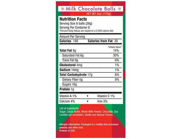Chocolate ball nutrition facts