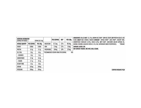 Chocolate brownie energy bar ingredients