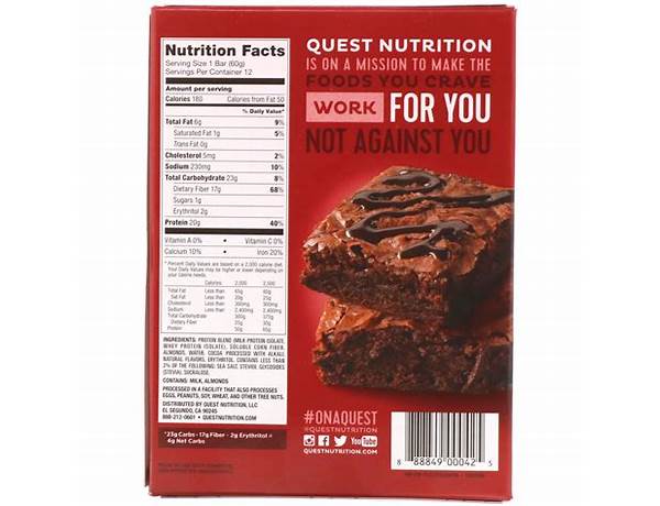 Chocolate brownie protein bar food facts