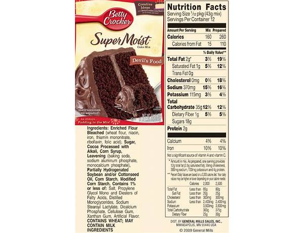 Chocolate cake nutrition facts