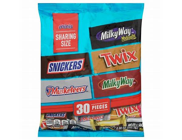 Chocolate candy bar minis, variety pack food facts