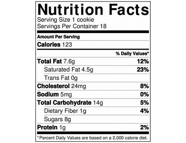 Chocolate chip cookie bakes food facts