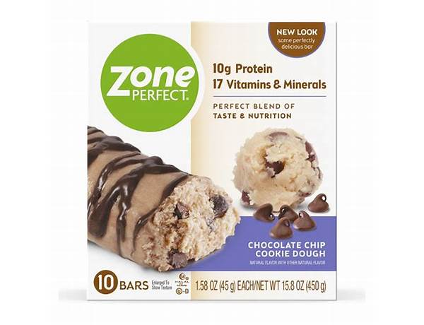 Chocolate chip cookie dough flavour protein bar food facts