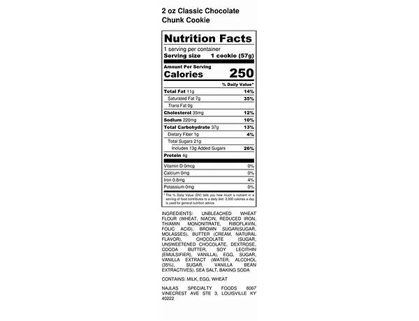 Chocolate chunks nutrition facts