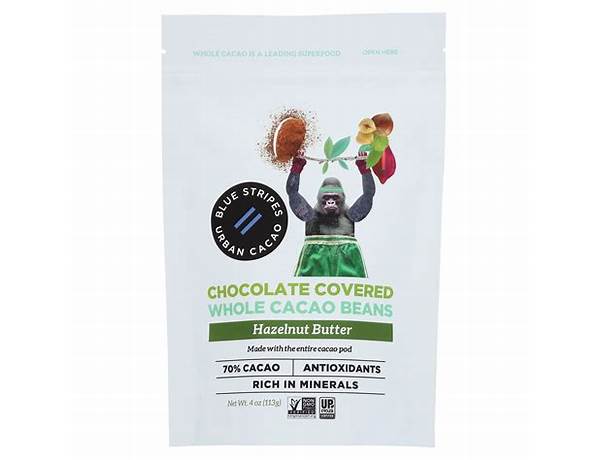 Chocolate covered whole cacao beans hazelnut butter food facts