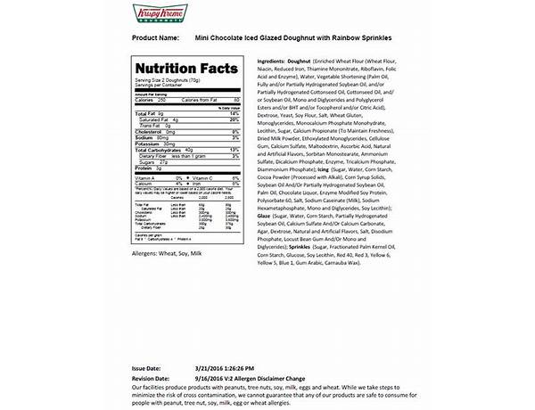 Chocolate flavored sprinkles nutrition facts