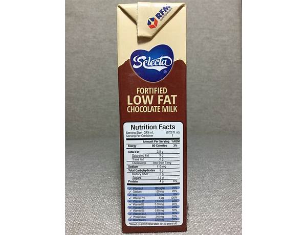 Chocolate lowfat milk food facts