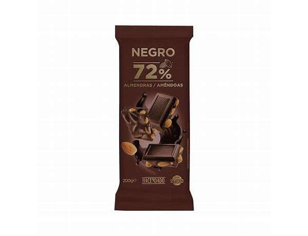 Chocolate negro 72% cacao con almendras enteras food facts