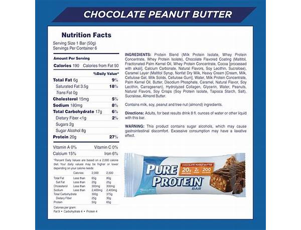 Chocolate peanut butter protein food facts